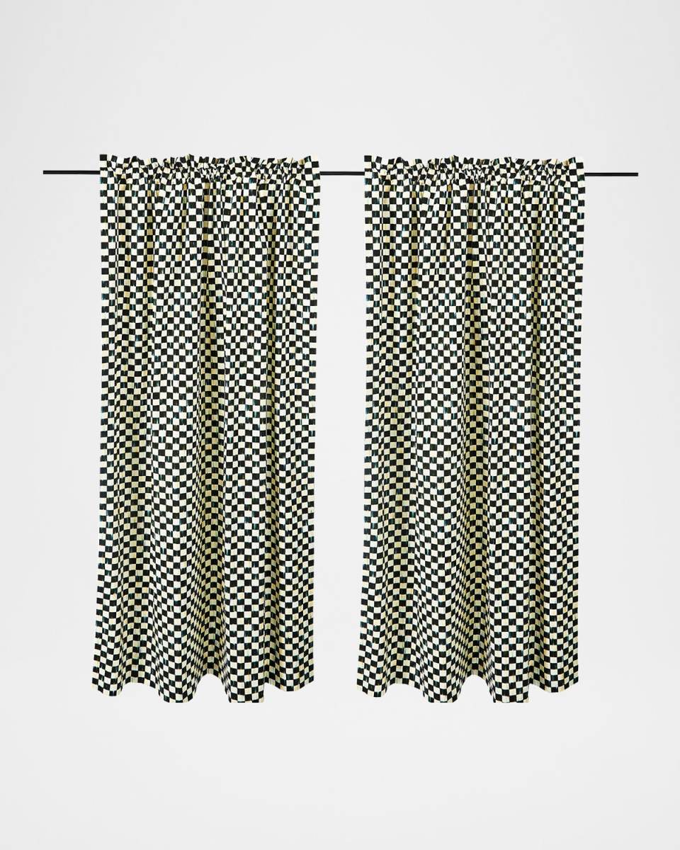 Courtly Check Light-Filtering Curtain Panel, 52" x 84"